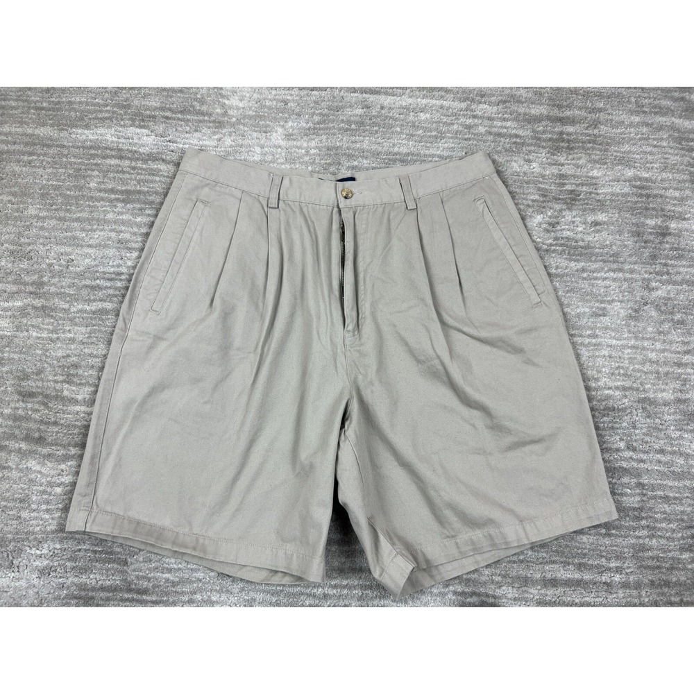 Keeler Bay Shorts Men 36 Khaki Tan Pleated Cotton Twill Chino Classic Fit 7.5 In